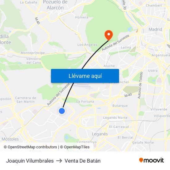 Joaquín Vilumbrales to Venta De Batán map