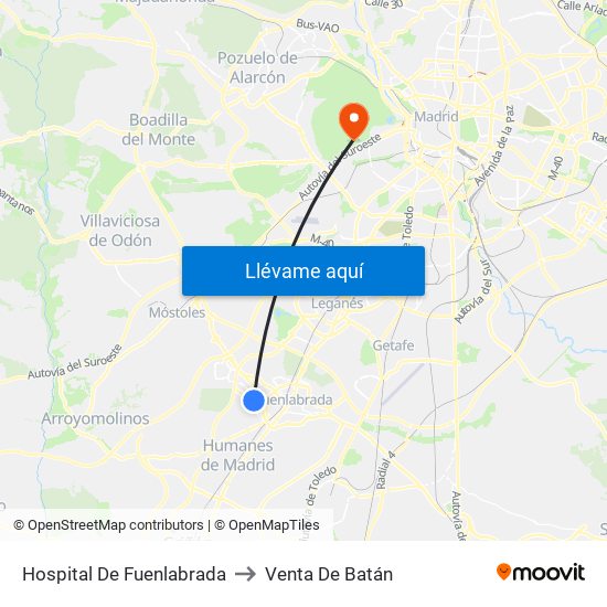Hospital De Fuenlabrada to Venta De Batán map