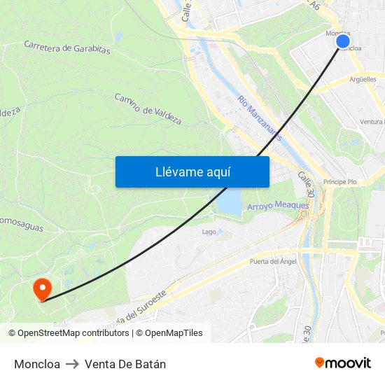Moncloa to Venta De Batán map