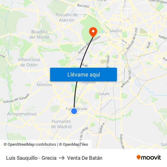 Luis Sauquillo - Grecia to Venta De Batán map