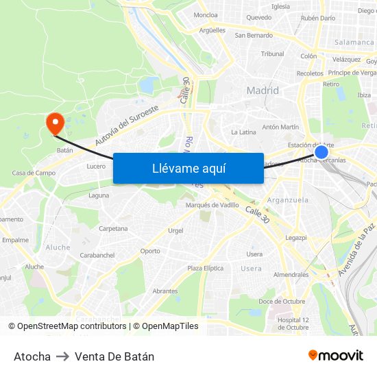 Atocha to Venta De Batán map