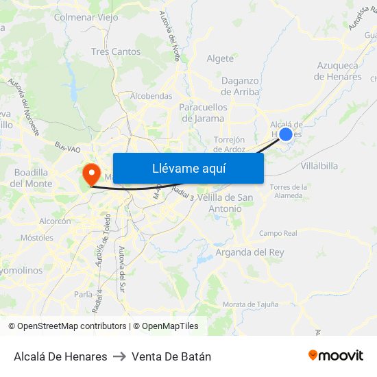 Alcalá De Henares to Venta De Batán map