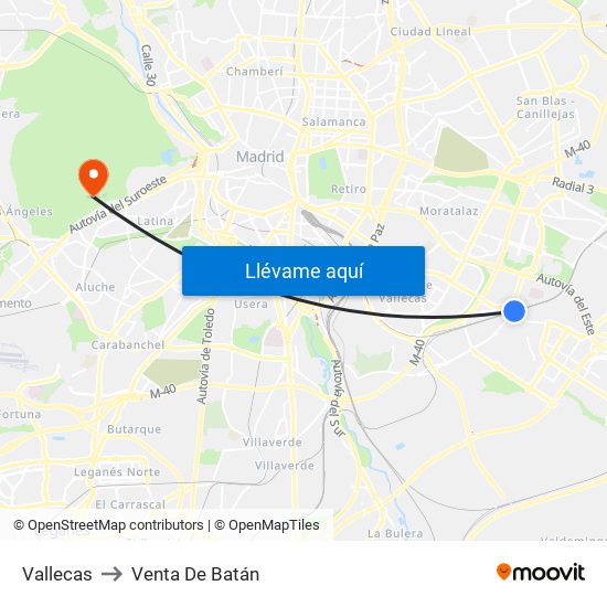 Vallecas to Venta De Batán map