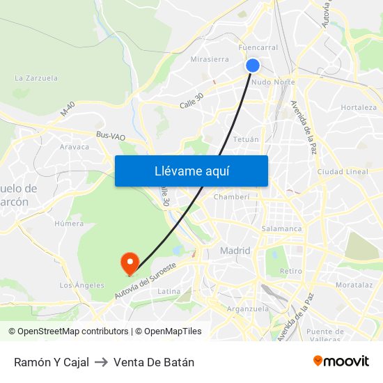 Ramón Y Cajal to Venta De Batán map