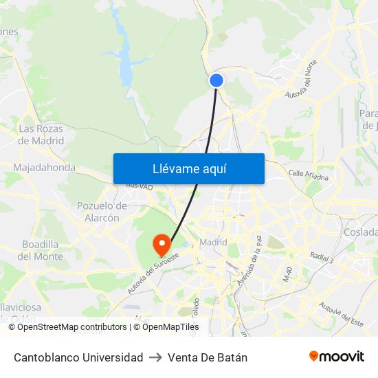 Cantoblanco Universidad to Venta De Batán map