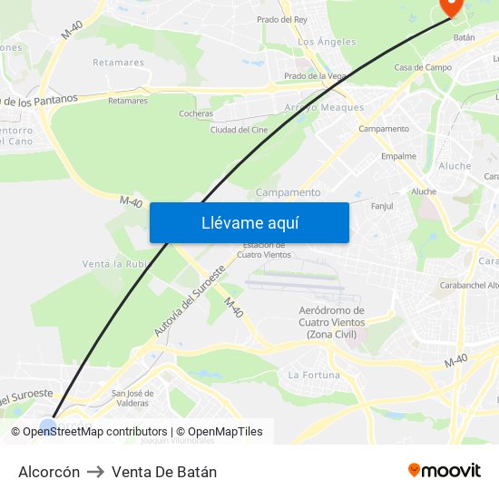 Alcorcón to Venta De Batán map