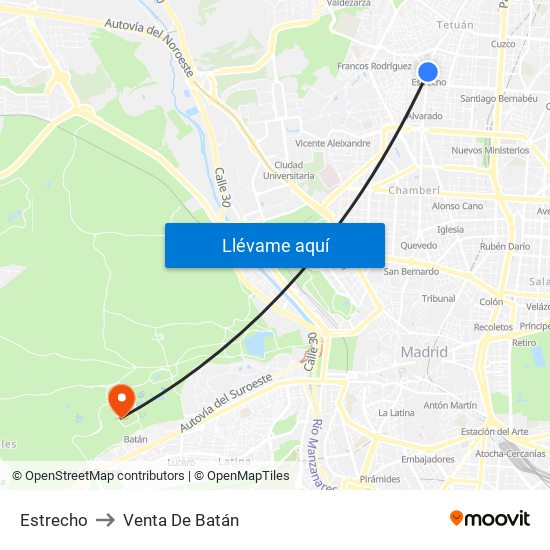 Estrecho to Venta De Batán map