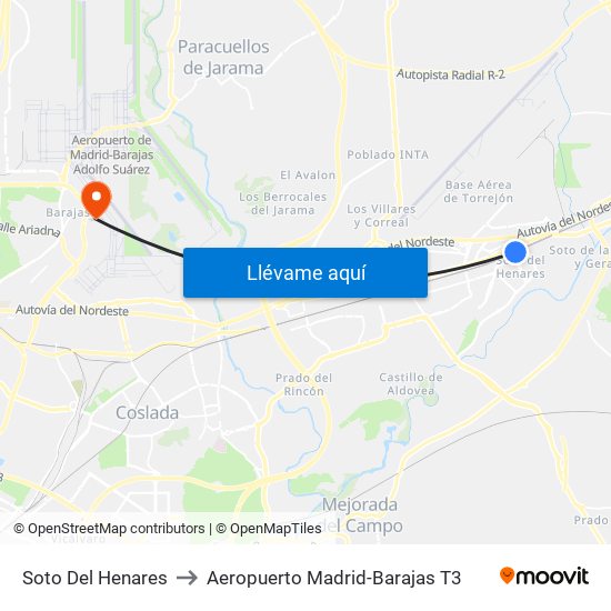 Soto Del Henares to Aeropuerto Madrid-Barajas T3 map