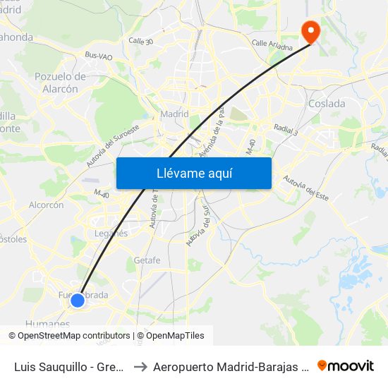 Luis Sauquillo - Grecia to Aeropuerto Madrid-Barajas T3 map