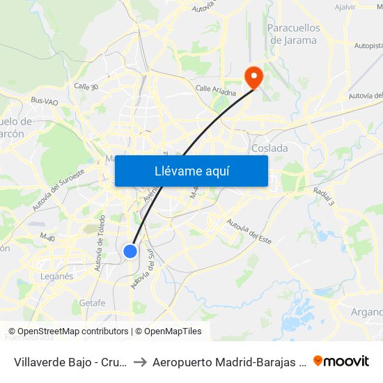 Villaverde Bajo - Cruce to Aeropuerto Madrid-Barajas T3 map