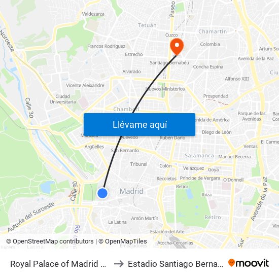 Royal Palace of Madrid Park to Royal Palace of Madrid Park map