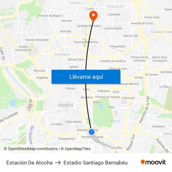 Estación De Atocha to Estadio Santiago Bernabéu map