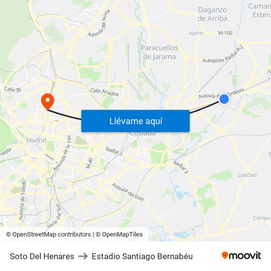 Soto Del Henares to Estadio Santiago Bernabéu map