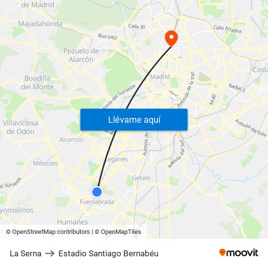 La Serna to Estadio Santiago Bernabéu map