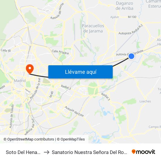 Soto Del Henares to Sanatorio Nuestra Señora Del Rosario map