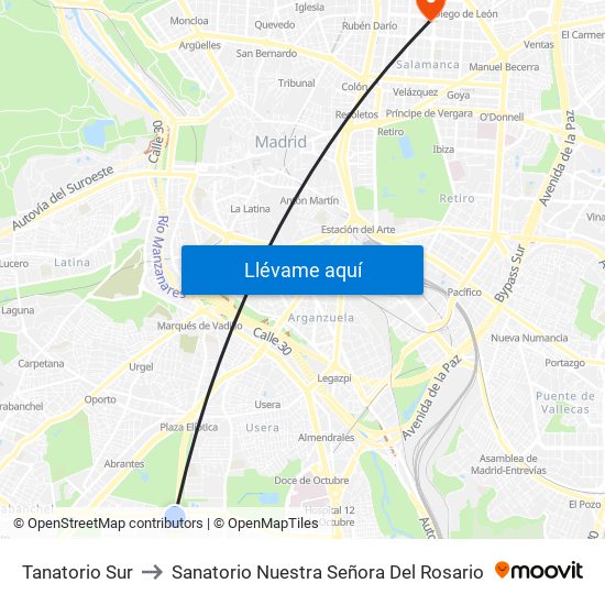 Tanatorio Sur to Sanatorio Nuestra Señora Del Rosario map