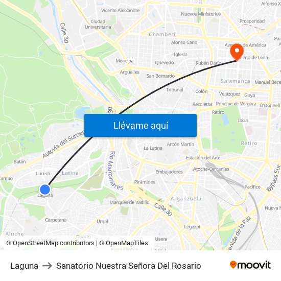 Laguna to Sanatorio Nuestra Señora Del Rosario map