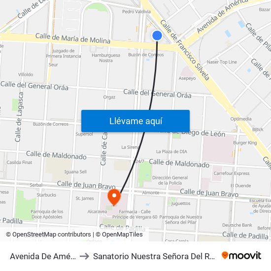 Avenida De América to Sanatorio Nuestra Señora Del Rosario map