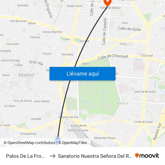Palos De La Frontera to Sanatorio Nuestra Señora Del Rosario map