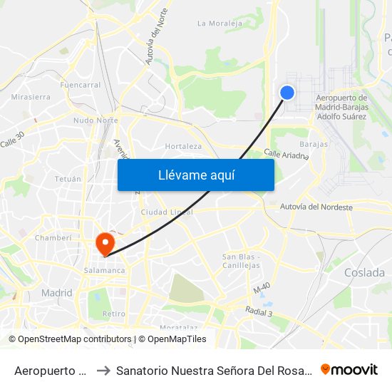Aeropuerto T4 to Sanatorio Nuestra Señora Del Rosario map