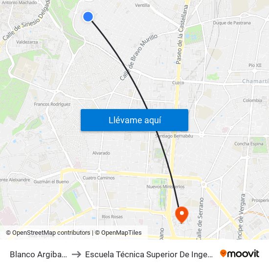 Blanco Argibay - Sorgo to Escuela Técnica Superior De Ingenieros Industriales map