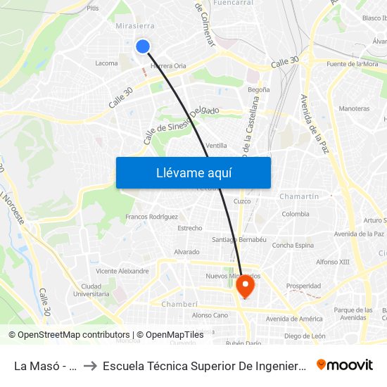 La Masó - Salou to Escuela Técnica Superior De Ingenieros Industriales map