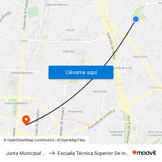 Junta Municipal De Hortaleza to Escuela Técnica Superior De Ingenieros Industriales map