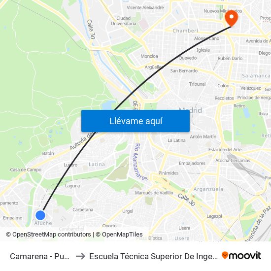 Camarena - Puerto Chico to Escuela Técnica Superior De Ingenieros Industriales map