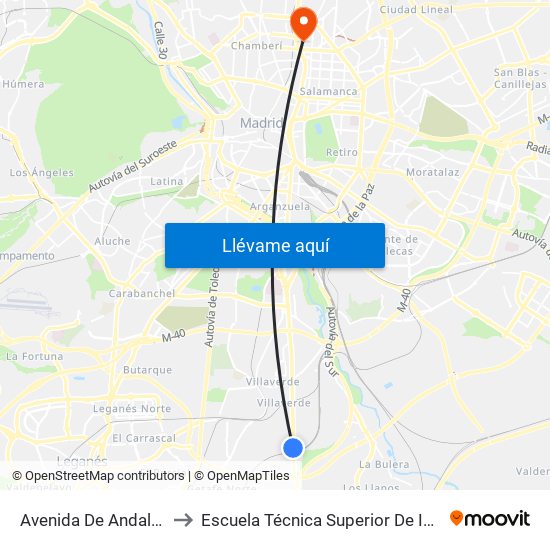 Avenida De Andalucía - Marconi to Escuela Técnica Superior De Ingenieros Industriales map