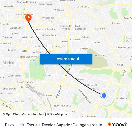 Pavones to Escuela Técnica Superior De Ingenieros Industriales map