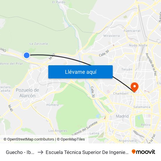 Guecho - Ibaiondo to Escuela Técnica Superior De Ingenieros Industriales map