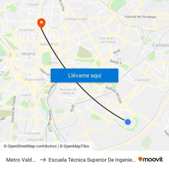 Metro Valdecarros to Escuela Técnica Superior De Ingenieros Industriales map
