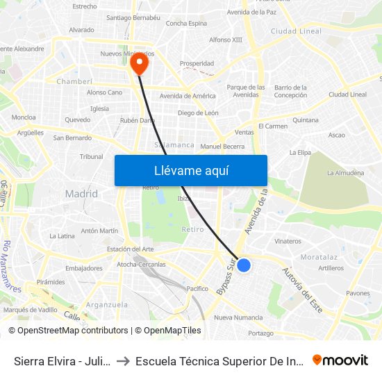 Sierra Elvira - Julián Del Cerro to Escuela Técnica Superior De Ingenieros Industriales map