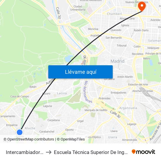 Intercambiador De Aluche to Escuela Técnica Superior De Ingenieros Industriales map