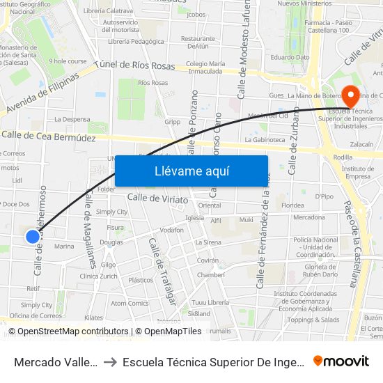 Mercado Vallehermoso to Escuela Técnica Superior De Ingenieros Industriales map
