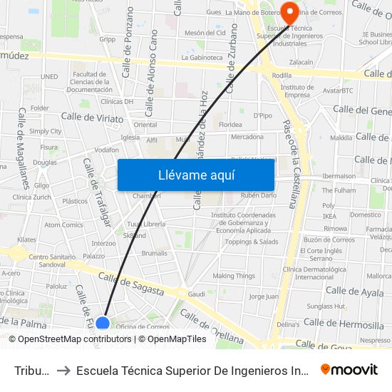 Tribunal to Escuela Técnica Superior De Ingenieros Industriales map