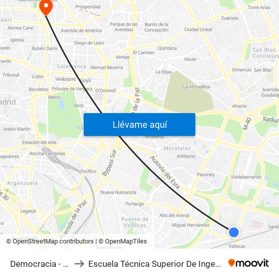 Democracia - Arboleda to Escuela Técnica Superior De Ingenieros Industriales map