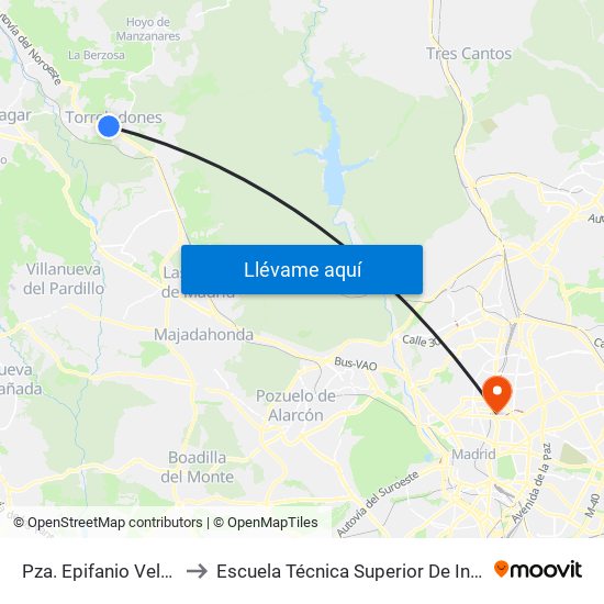 Pza. Epifanio Velasco - Iglesia to Escuela Técnica Superior De Ingenieros Industriales map