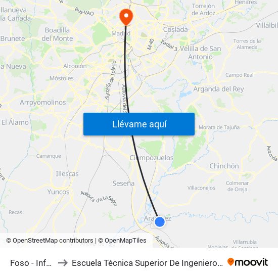 Foso - Infantas to Escuela Técnica Superior De Ingenieros Industriales map