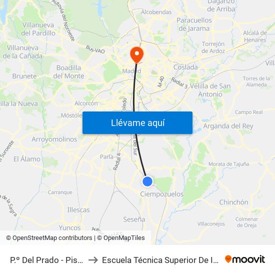 P.º Del Prado - Piscina Municipal to Escuela Técnica Superior De Ingenieros Industriales map