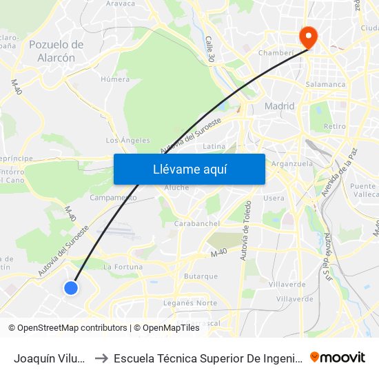 Joaquín Vilumbrales to Escuela Técnica Superior De Ingenieros Industriales map