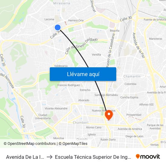 Avenida De La Ilustración to Escuela Técnica Superior De Ingenieros Industriales map