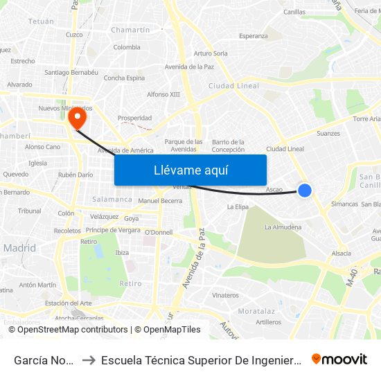 García Noblejas to Escuela Técnica Superior De Ingenieros Industriales map