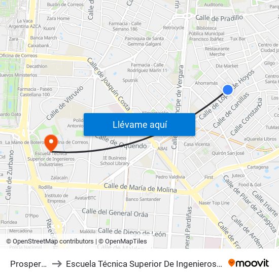 Prosperidad to Escuela Técnica Superior De Ingenieros Industriales map