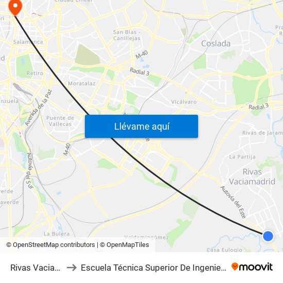 Rivas Vaciamadrid to Escuela Técnica Superior De Ingenieros Industriales map