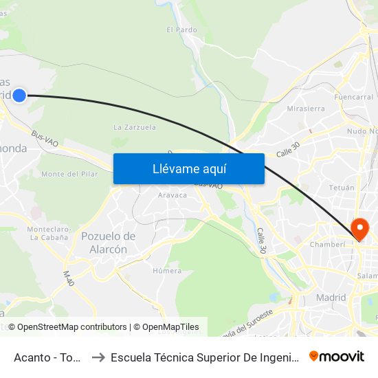 Acanto - Tomillarón to Escuela Técnica Superior De Ingenieros Industriales map