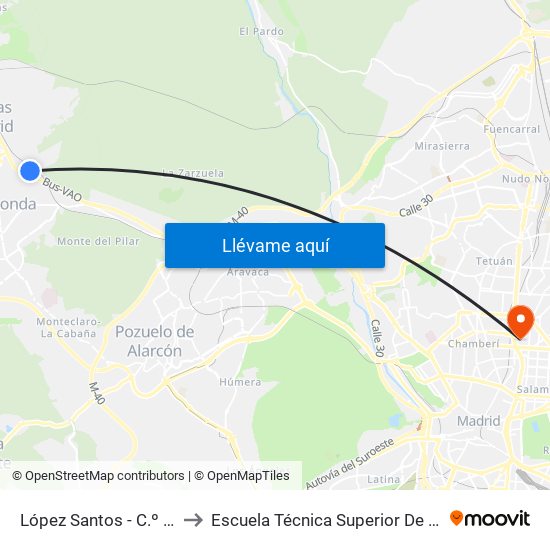 López Santos - C.º Viejo De Madrid to Escuela Técnica Superior De Ingenieros Industriales map