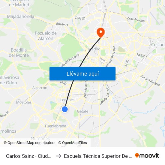 Carlos Sainz - Ciudad Del Automóvil to Escuela Técnica Superior De Ingenieros Industriales map