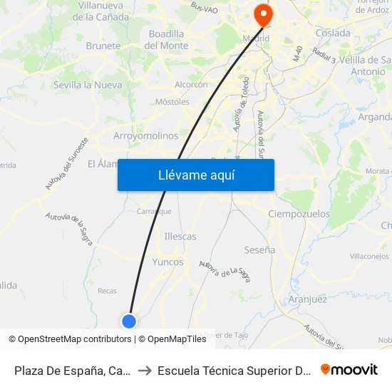 Plaza De España, Cabañas De La Sagra to Escuela Técnica Superior De Ingenieros Industriales map