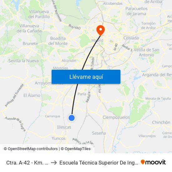 Ctra. A-42 - Km. 31, Illescas to Escuela Técnica Superior De Ingenieros Industriales map